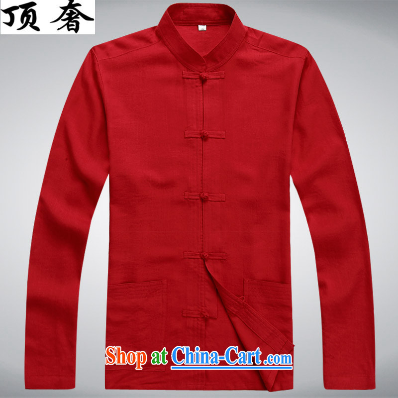 The top luxury men's Tang Mounted Kit, spring and autumn, for the charge-back Tang replacing long-sleeved Tang is set loose version father loaded exercise clothing thin jogging clothes red T-shirt XXXL/190, with the top luxury, shopping on the Internet