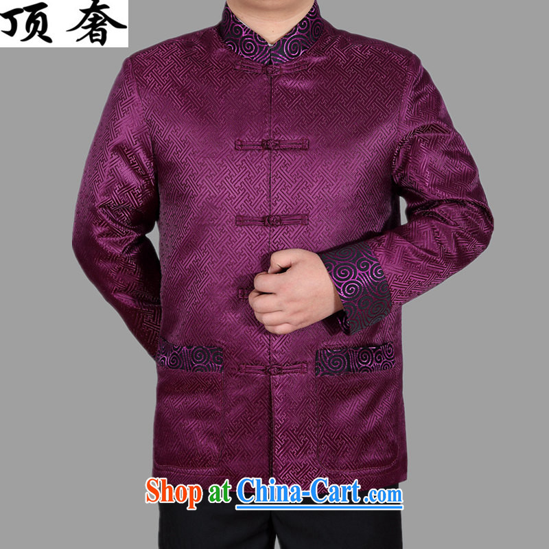 The top luxury silk Chinese Spring 2015 new, jacket for men's Chinese long-sleeved Chinese wind men's jackets Chinese Dress Casual Chinese T-shirt purple shirt XXXL/190 and the top luxury, shopping on the Internet