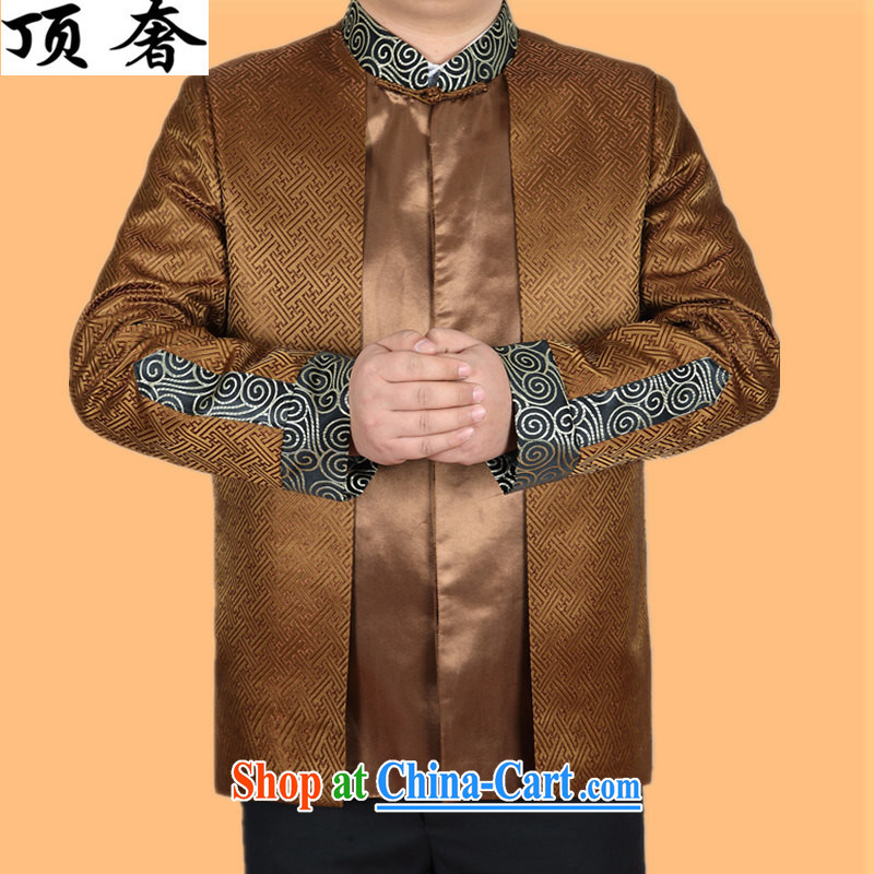 The top luxury silk Chinese Spring 2015 new, jacket for men's Chinese long-sleeved Chinese wind men's jackets Chinese Dress Casual Chinese T-shirt Gold T-shirt XXXL/190 and the top luxury, shopping on the Internet