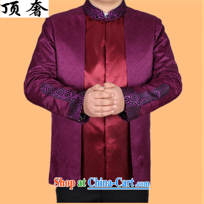 Top Luxury silk Chinese Spring 2015 improved the collar jacket men's Chinese long-sleeved Chinese wind men's jackets Chinese Dress Casual Chinese T-shirt purple shirt XXXL/190 and the top luxury, shopping on the Internet