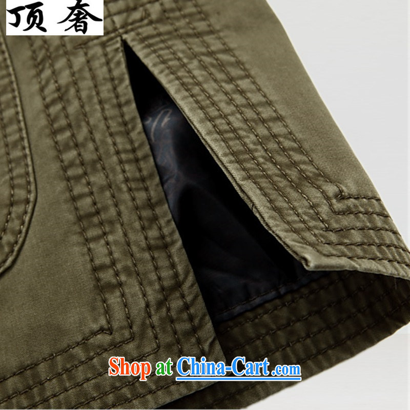 The top luxury Pure Cotton Men's Chinese T-shirt loose version China wind up for the charge-back army green Han-chun, cotton men's Tang jackets, older Chinese light coffee-colored 190, with the top luxury, shopping on the Internet