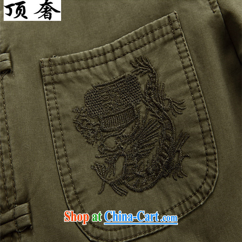 The top luxury Pure Cotton Men's Chinese T-shirt loose version China wind up for the charge-back army green Han-chun, cotton men's Tang jackets, older Chinese light coffee-colored 190, with the top luxury, shopping on the Internet