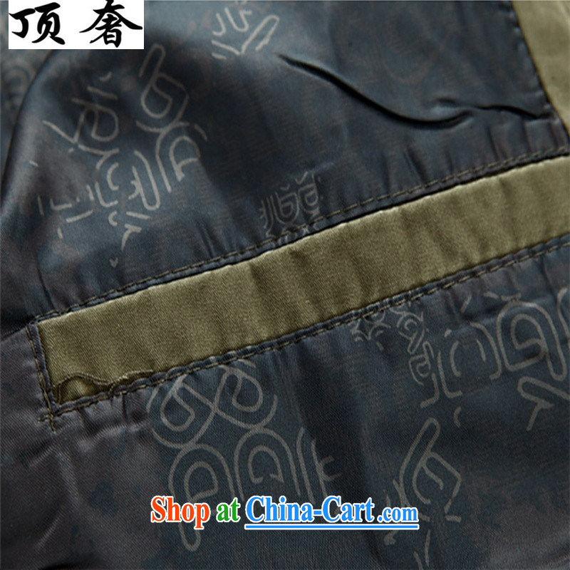 Top Luxury, spring and autumn Cotton Men's Chinese T-shirt loose version China wind up for the charge-back army green Han-cotton men's Tang jackets, older Chinese deep coffee-colored 190, and with the top luxury, and, on-line shopping