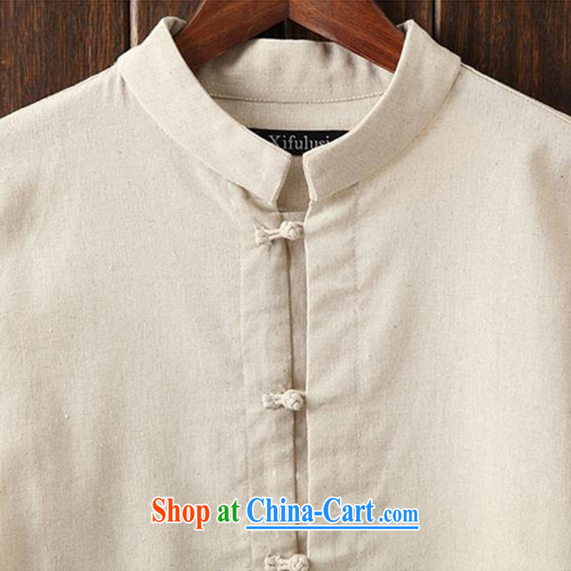 Spring and Autumn 2015, men's linen shirt, the withholding of the wave, men's shirts to the beige 3XL (recommended weight 140-160, Dan Jie Shi (DAN JIE SHI), online shopping