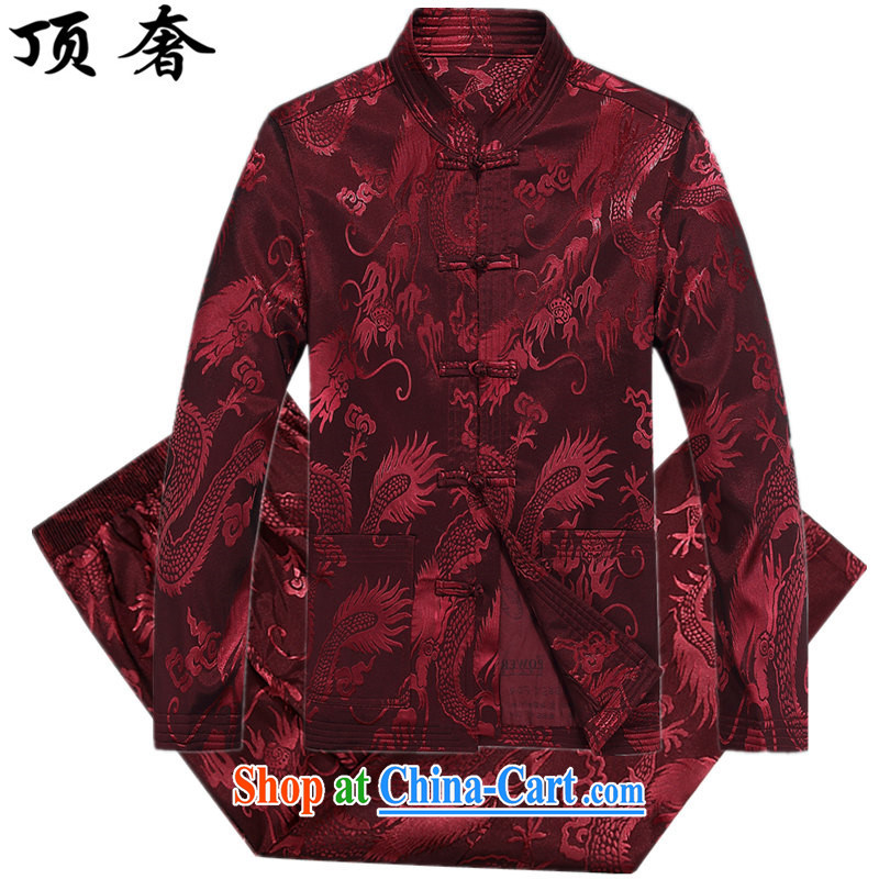 Top Luxury autumn and winter, and Tang is set up for the charge-back men's jackets T-shirt Dad load the older Chinese jacket Chinese blue Han-red XXXL_190