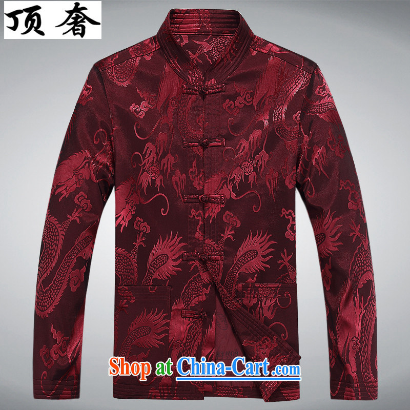 Top Luxury men's long-sleeved T-shirt older persons in Chinese Tang replacing men and summer and autumn Chinese men and long-sleeved T-shirt XL, older Chinese package, served men and red kit XXXL/190, with the top luxury, shopping on the Internet