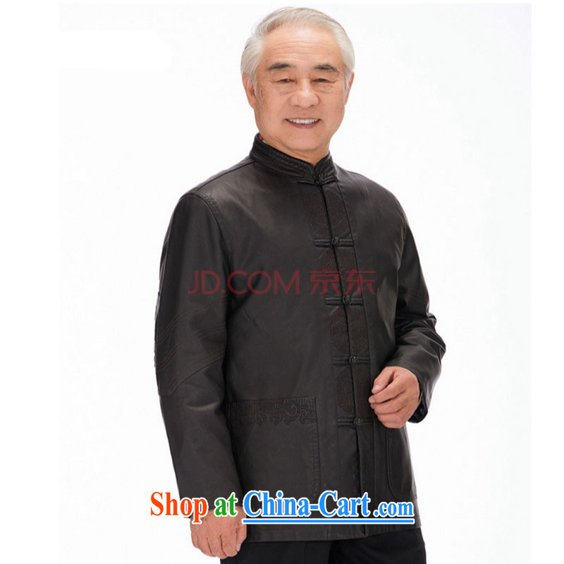 Stakeholders line cloud men Tang jackets long-sleeved PU washable leather Tang with national costumes and casual shirt DYD - 818 brown L stakeholders, the cloud (YouThinking), and, on-line shopping