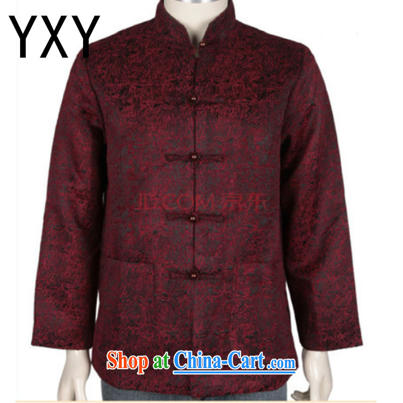 The stakeholders in the Cloud elderly Chinese grandfather father load load fall and long-sleeved T-shirt Chinese jacket DY 1369 deep red L