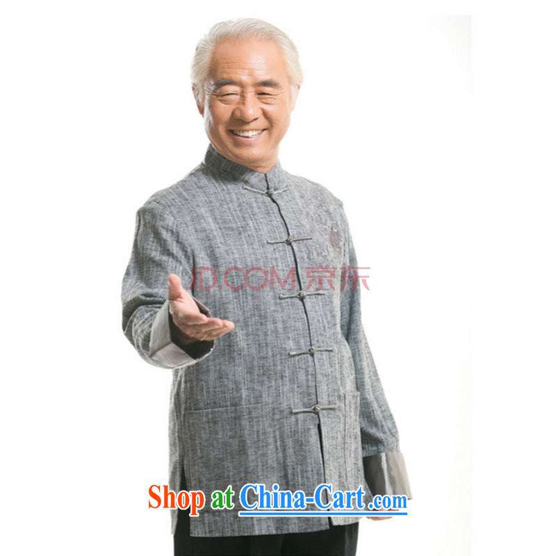 The stakeholders in the Cloud old men Tang with long-sleeved sweater autumn and winter clothing Ethnic Wind Chinese-tie father with cotton and the Light Gray L stakeholders, the cloud (YouThinking), and, on-line shopping