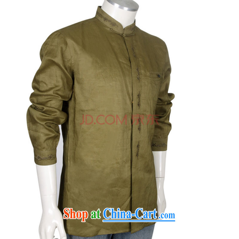 At stake line cloud improved Chinese Chinese men and taxi stand collar long-sleeved T-shirt with autumn retro shirt men and 100 solid ground DYA 1207 green beans XXL stakeholders, the cloud (YouThinking), and, on-line shopping