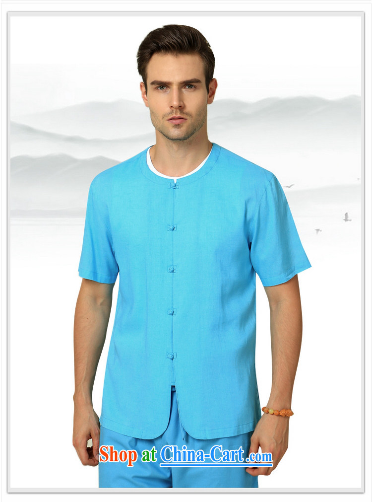 cool ocean 2015 new round-collar men's Chinese short-sleeve shirt cultivating China wind cotton the male summer Chinese shirt blue 180/XL pictures, price, brand platters! Elections are good character, the national distribution, so why buy now enjoy more preferential! Health