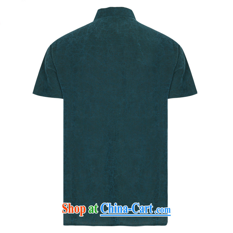 To Kowloon Chinese summer 2015 New China wind men's Silk short-sleeved, shirt for 15,071 blue 48 yards deep red 52 to Kowloon, shopping on the Internet