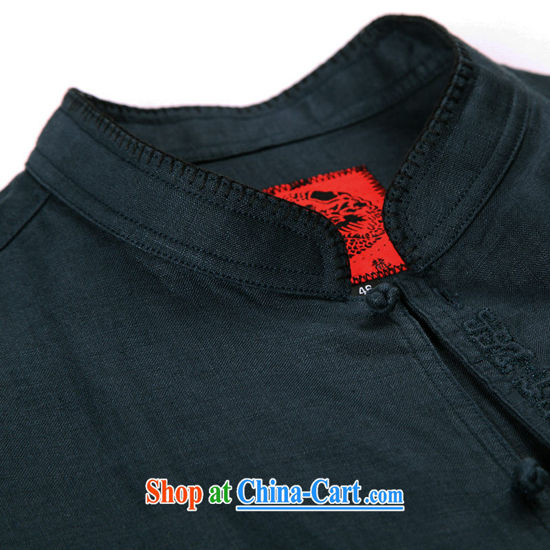To Kowloon Tong on 2015 summer New China wind men linen short-sleeve shirt 15,025 - 1 dark 48, dark green 52 to Kowloon, shopping on the Internet