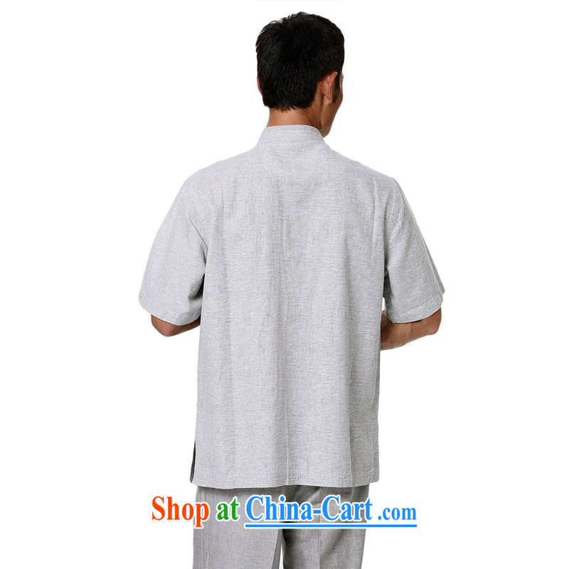 To Kowloon Tong on 2015 summer New China wind men's cotton the short-sleeved shirt 15,021 - 1 light gray 48, light gray 52 to Kowloon, and shopping on the Internet