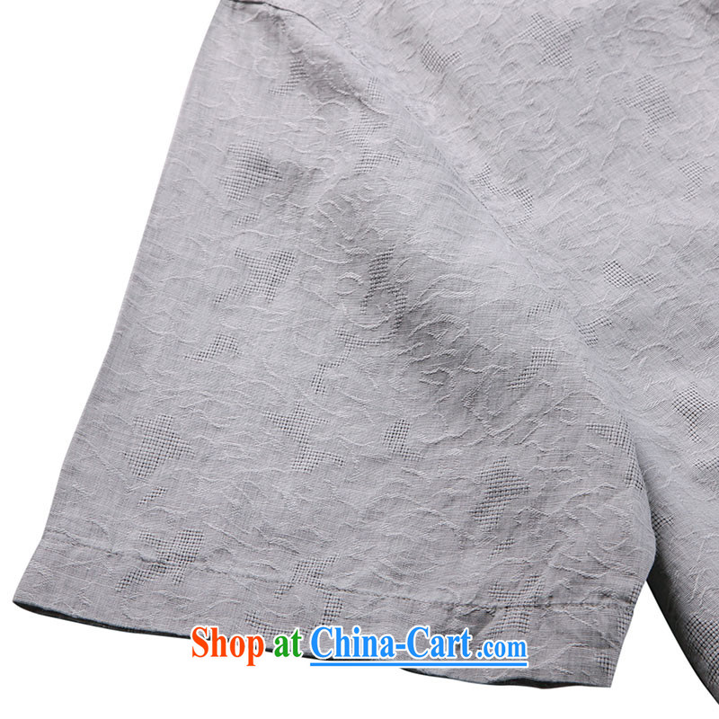 To Kowloon Tong on 2015 summer New China wind men's cotton the short-sleeved shirt 15,021 - 1 light gray 48, light gray 52 to Kowloon, and shopping on the Internet