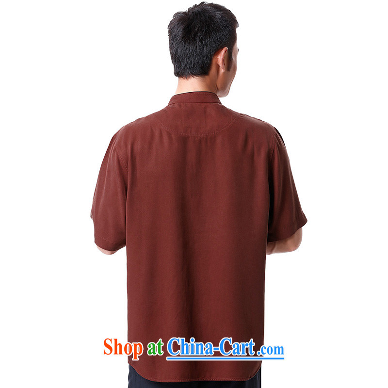 To Kowloon Tong on 2015 summer New China wind men's days, short-sleeved, shirt for 15,136 deep red 44 yards deep red 52 to Kowloon, shopping on the Internet