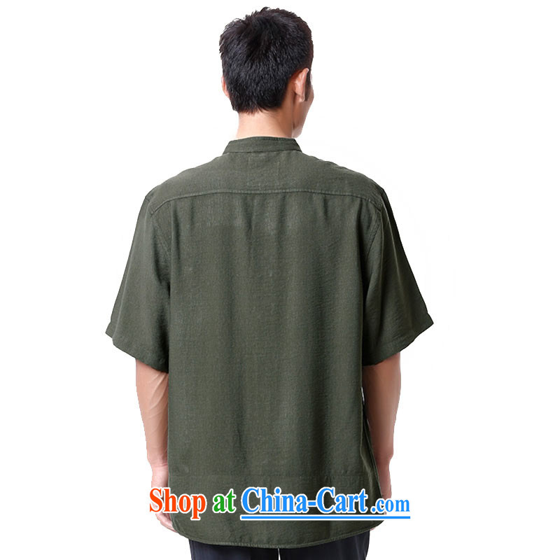 To Kowloon Tong on 2015 summer New China wind men fiber breathable, short-sleeved shirt 15,137 army green 48, army green 52 to Kowloon, shopping on the Internet
