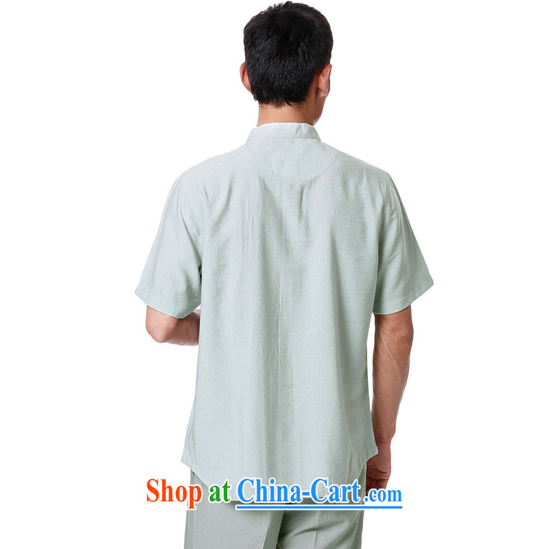 To Kowloon Tong on 2015 summer New China wind men fiber breathable, short-sleeved shirt 15,148 light green 48, light green 52 to Kowloon, shopping on the Internet
