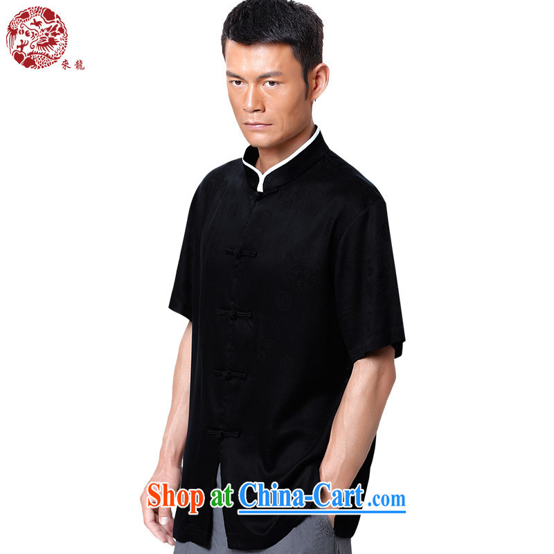 To Kowloon Chinese summer 2015 New China wind men's days, short-sleeved, shirt for 15,020 - 1 black 48, black 52