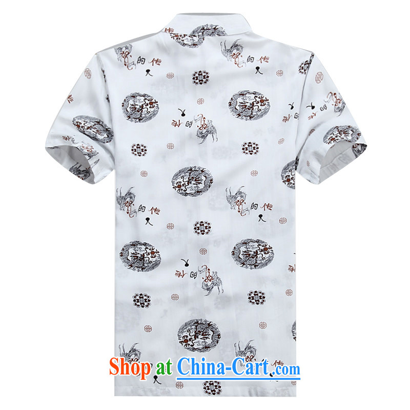 The Beijing spring and summer New China wind elders jogging Chinese men's short-sleeved Chinese T-shirt white XXXL_190