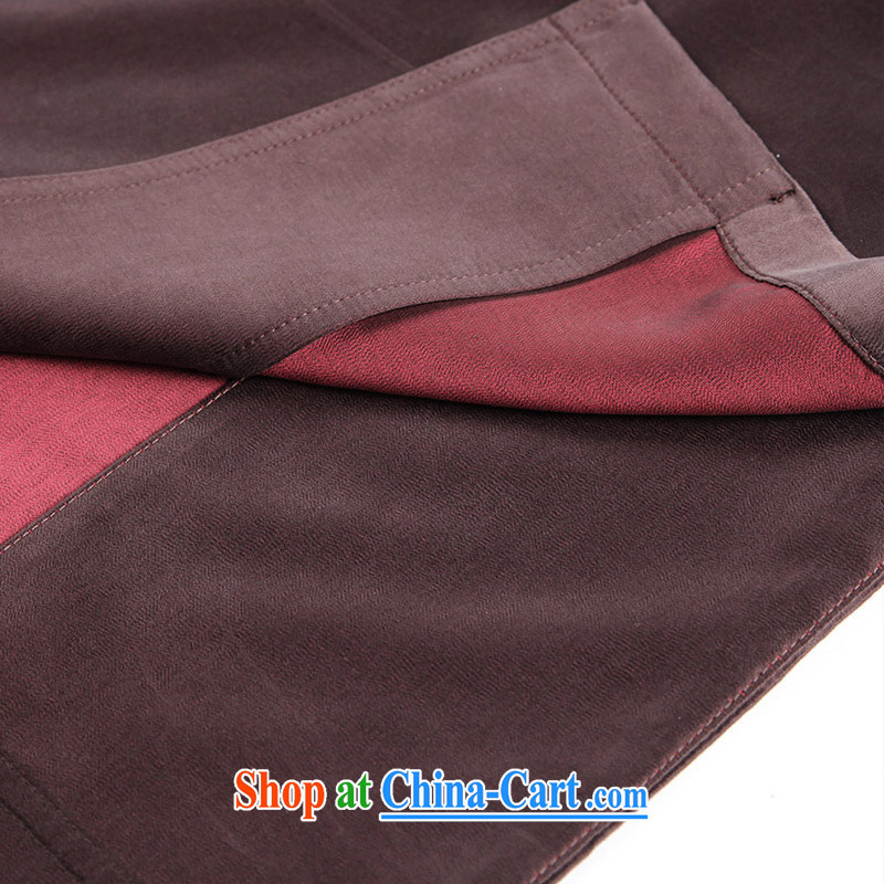 To Kowloon Tong on 2015 summer New China wind men's Sauna silk short-sleeved, shirt for 15,015 deep red 48 yards deep red 52 to Kowloon, shopping on the Internet