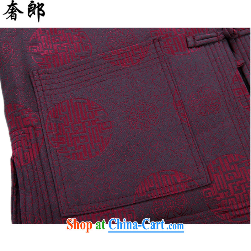 Luxury health men's Chinese elderly in thick winter coat red long-sleeved the cotton Chinese autumn and winter, and the wind improved legislative style retro the life dress red T-shirt M, extravagance, and shopping on the Internet