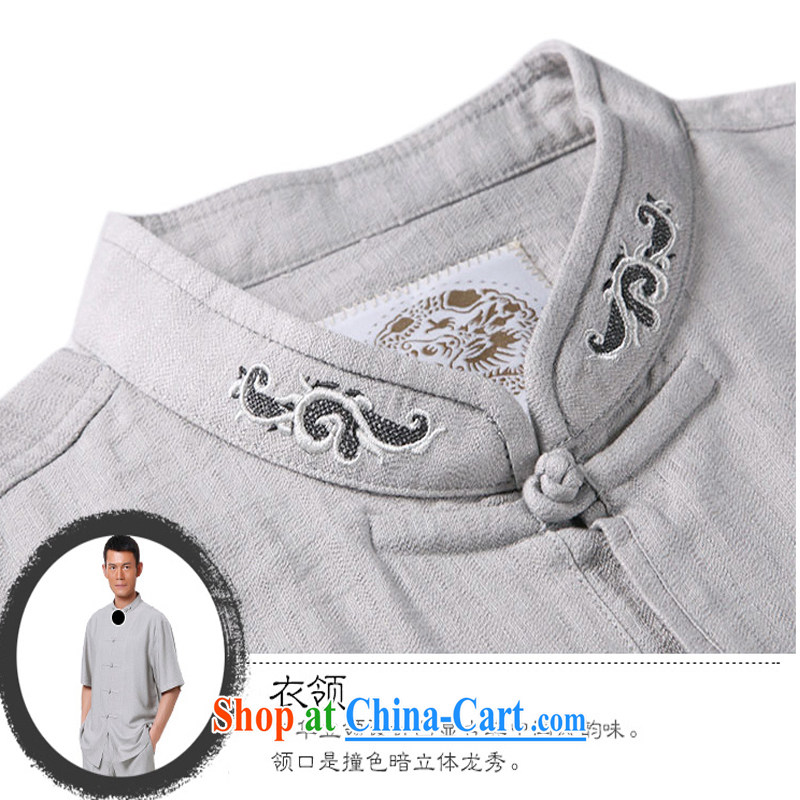To Kowloon Tong on 2015 summer New China wind men short sleeve assembly 009 light gray 48, light gray 50 to Kowloon, shopping on the Internet