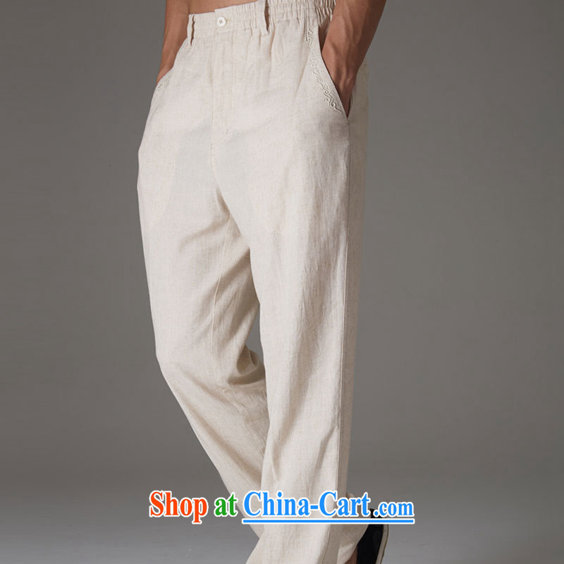 de-mine-Tong Tang on men's trousers thin Chinese Elasticated waist anti-wrinkle beauty China wind 2015 summer trousers Cornhusk yellow XXXL, wind, and, on-line shopping