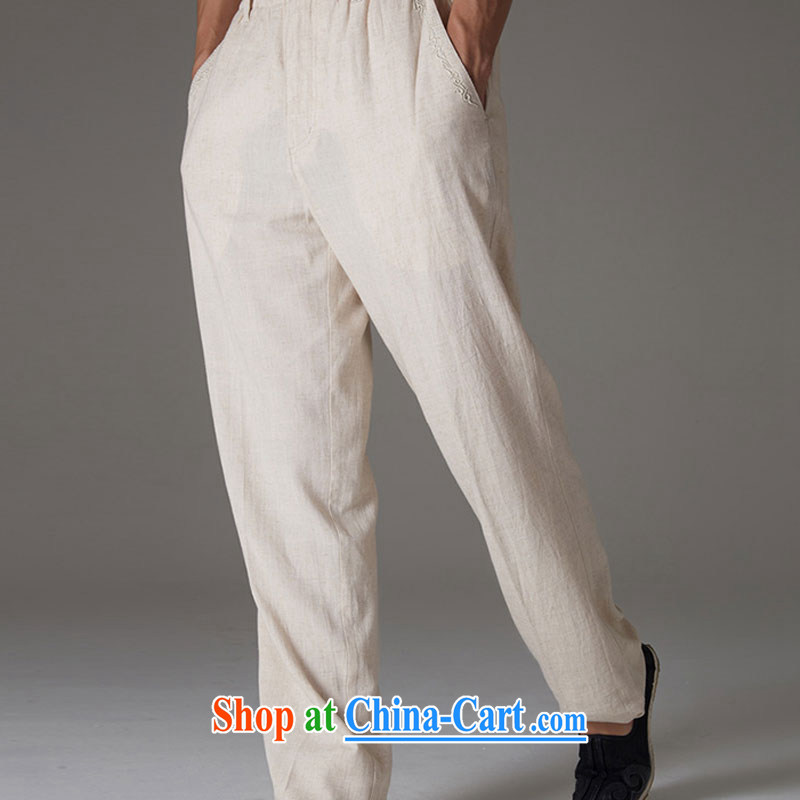 de-mine-Tong Tang on men's trousers thin Chinese Elasticated waist anti-wrinkle beauty China wind 2015 summer trousers Cornhusk yellow XXXL, wind, and, on-line shopping