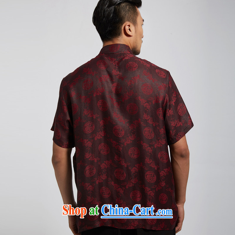 De-tong kai CD 2015 new Hong Kong cloud yarn short-sleeved Chinese men and elderly people in summer improved Han-T-shirt Chinese wind men's clothing Chinese clothing Hong Kong Kai dark 4 XL, de-tong, shopping on the Internet