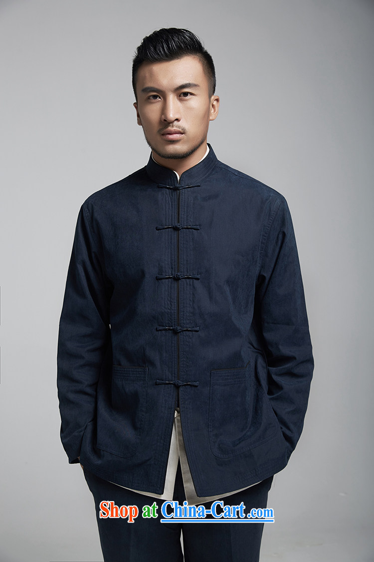 De-tong LAU fall 2015 fall/winter men's Chinese leisure jacket China wind solid color-charge-back, for improved T-shirt dark blue M/165 pictures, price, brand platters! Elections are good character, the national distribution, so why buy now enjoy more preferential! Health