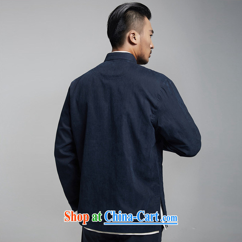 De-tong LAU fall 2015 fall/winter men's Chinese leisure jacket China wind solid color-charge, for improved T-shirt dark blue M/165, wind, and, shopping on the Internet