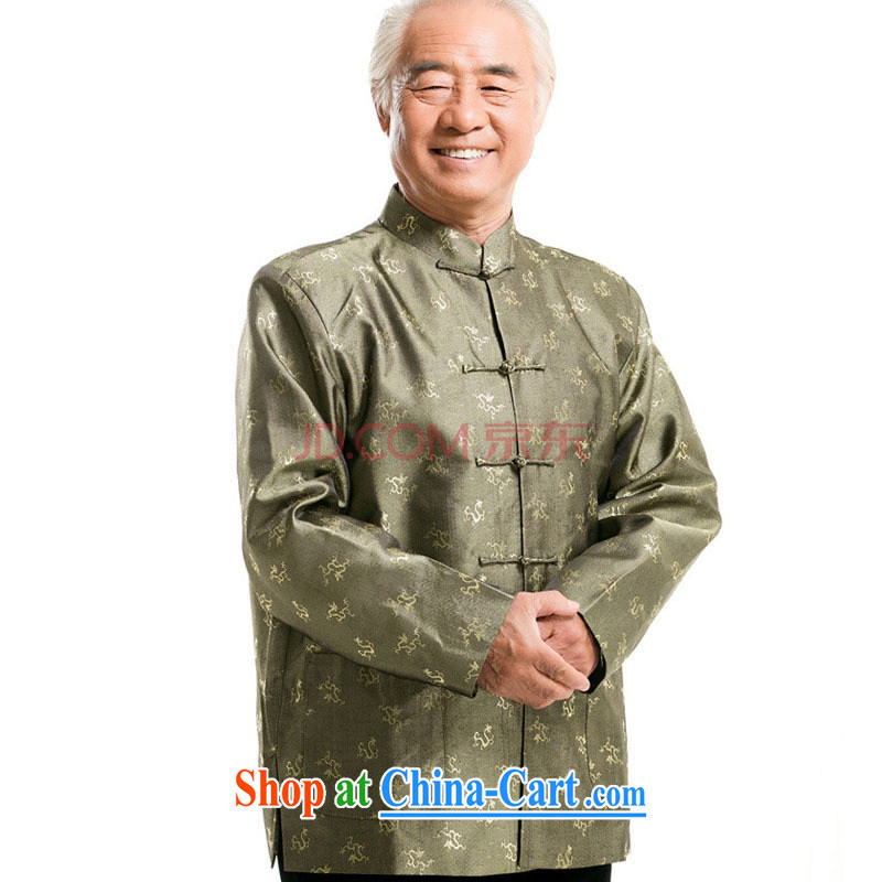 Stakeholders line cloud Chinese men's autumn and winter load Tang Long-sleeved T-shirt, older men and the charge-back older persons long-sleeved male DY 0777 green L stakeholders, the cloud (YouThinking), and, on-line shopping