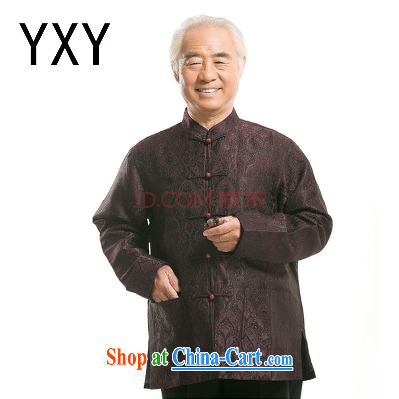 Stakeholders line cloud Chinese Tang with autumn and winter brocade coverlets long-sleeved T-shirt, older Chinese T-shirt, for Chinese DY 0727 deep red M