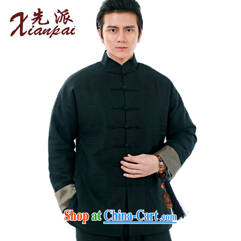 First winter New Products Chinese traditional double-cuff Chinese men's long-sleeved style Chinese wind father linen quilted coat, older thick parka brigades
