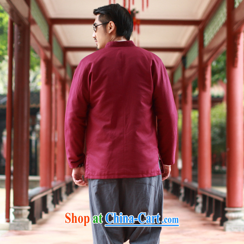 Riding a leopard jacket, men's the autumn wind load new solid-colored Chinese Chinese, for national-buckle cotton jacket improved, served by red XXXL, riding a leopard health (QIBAOLANG), shopping on the Internet