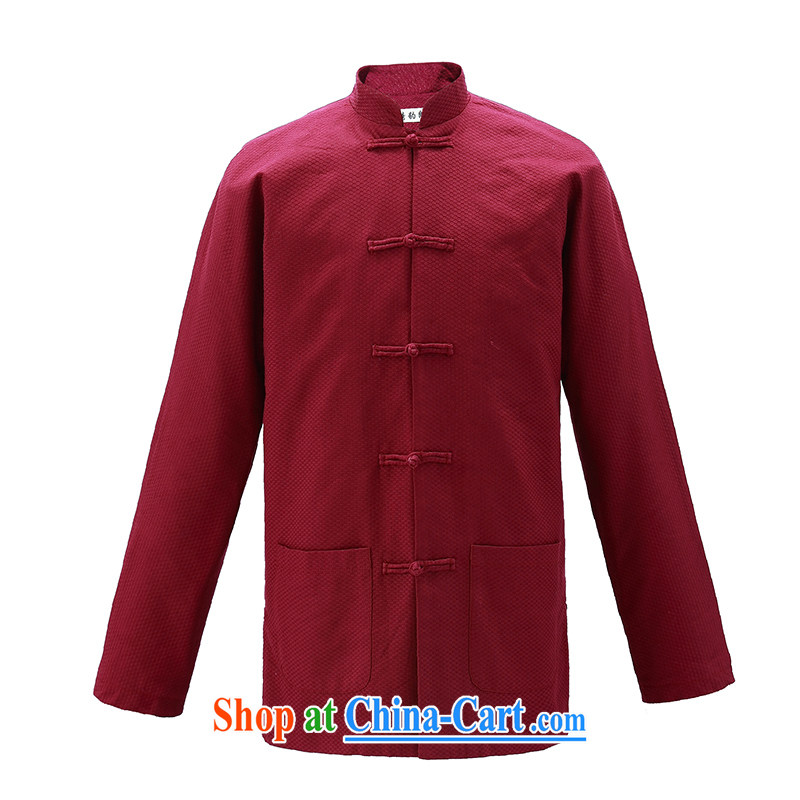 Riding a leopard jacket, men's the autumn wind load new solid-colored Chinese Chinese, for national-buckle cotton jacket improved, served by red XXXL, riding a leopard health (QIBAOLANG), shopping on the Internet