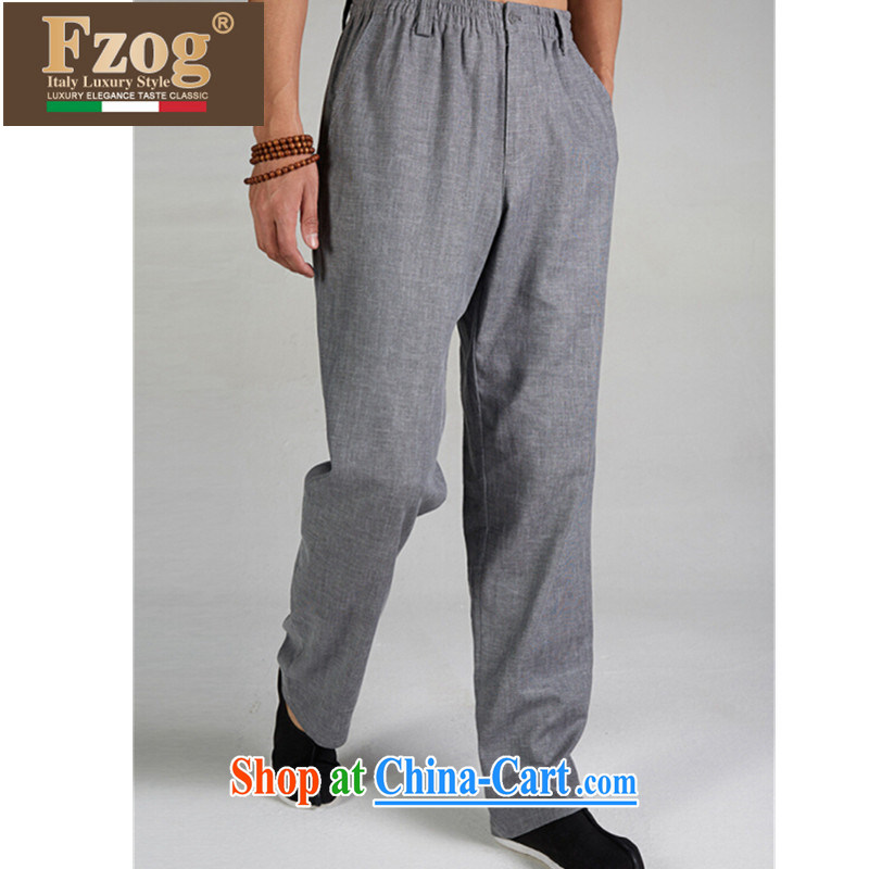 FZOG China wind antique Chinese long pants, comfortable men's counters are jogging pants from hot dark gray XXXL