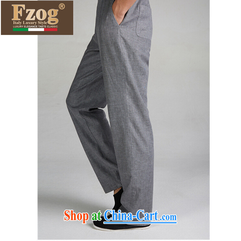 FZOG China wind antique Chinese long pants, comfortable men's counters are jogging pants from hot dark gray XXXL, FZOG, shopping on the Internet