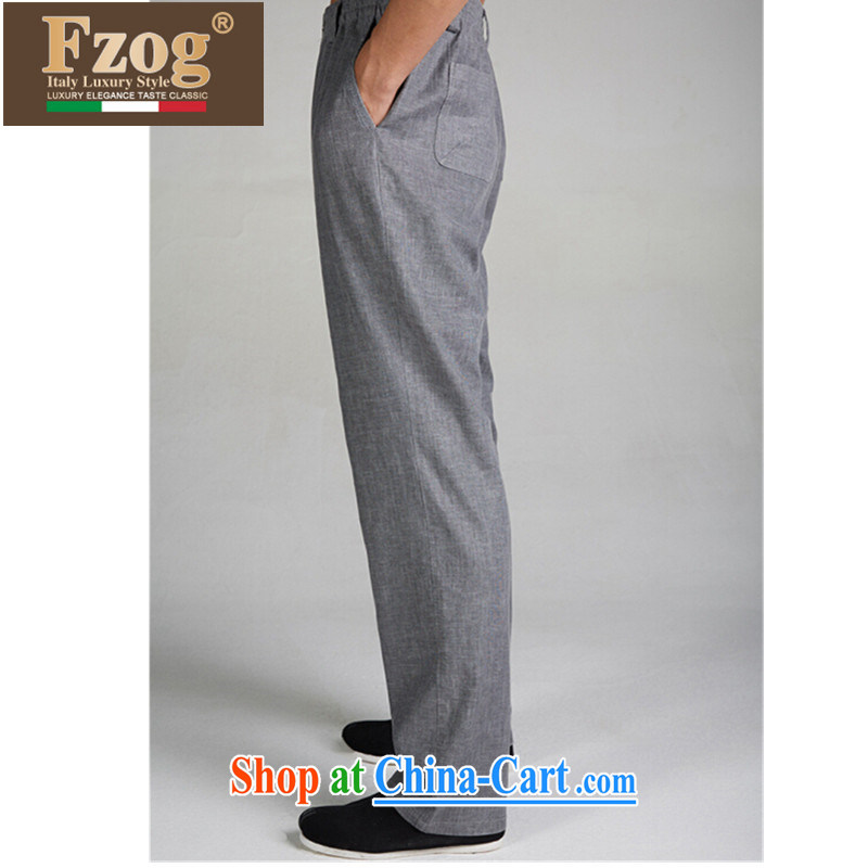 FZOG China wind antique Chinese long pants, comfortable men's counters are jogging pants from hot dark gray XXXL, FZOG, shopping on the Internet