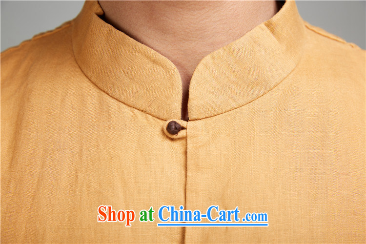 FZOG high-end linen summer short-sleeved T-shirt Chinese men China wind father dress and yellow XXXL pictures, price, brand platters! Elections are good character, the national distribution, so why buy now enjoy more preferential! Health