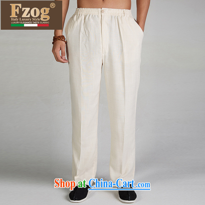 2015 FZOG new, genuine Chinese male, Elasticated waist trousers summer Tang is comfortable long pants m yellow XXXL, FZOG, shopping on the Internet