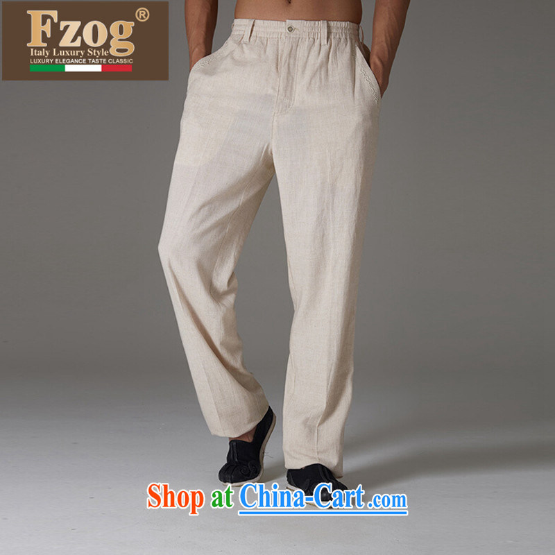 FZOG  Tang replace summer man, counters and Leisure Long pants Solid Color from hot China wind father with cornhusk yellow XXXL, FZOG, shopping on the Internet