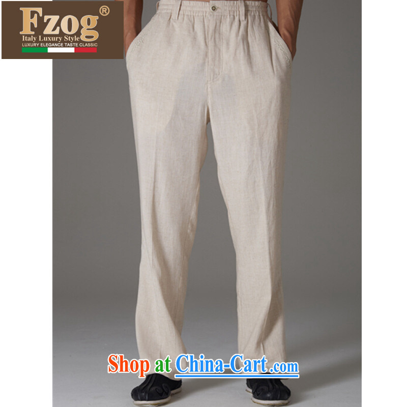 FZOG  Tang replace summer man, counters and Leisure Long pants Solid Color from hot China wind father with cornhusk yellow XXXL, FZOG, shopping on the Internet