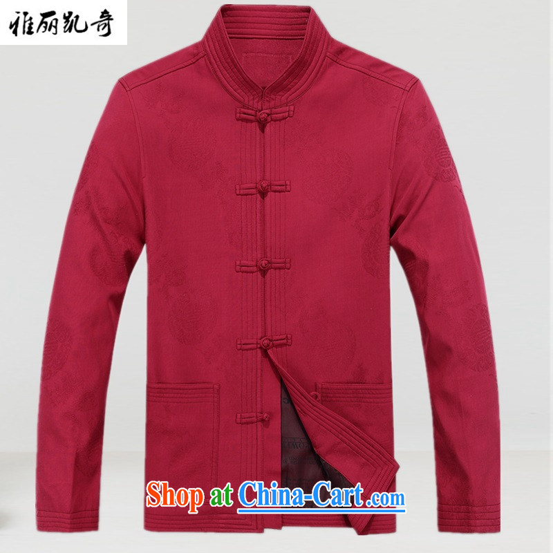 Alice, Al Qaeda men's jacket, winter, middle-aged men's jackets men's Tang with autumn and winter with older people fall and winter season, men's jackets and Stylish retro improved dress red T-shirt XXXL