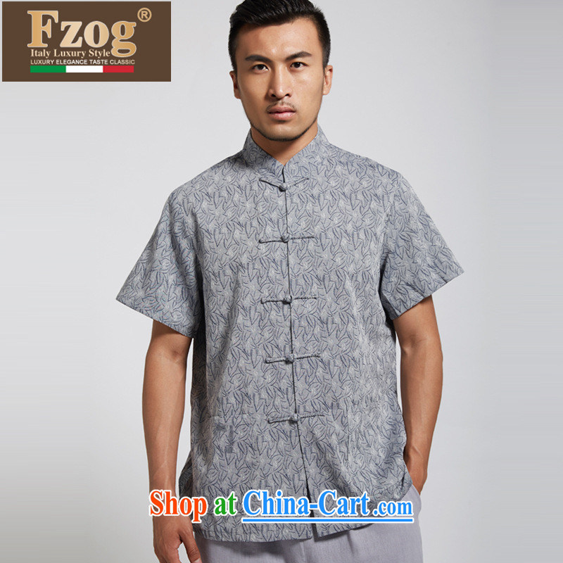 FZOG summer 2015 new retro men's national service short-sleeved, collared T-shirt and iron-free Tang with gray XXXL, FZOG, shopping on the Internet