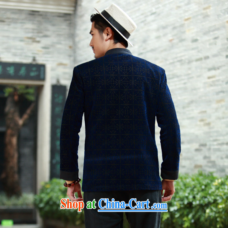 Riding a leopard who suits men's jackets Chinese style Chinese autumn new original Chinese improved stylish thin smock pane blue XXXL, riding a Leopard (QIBAOLANG), shopping on the Internet