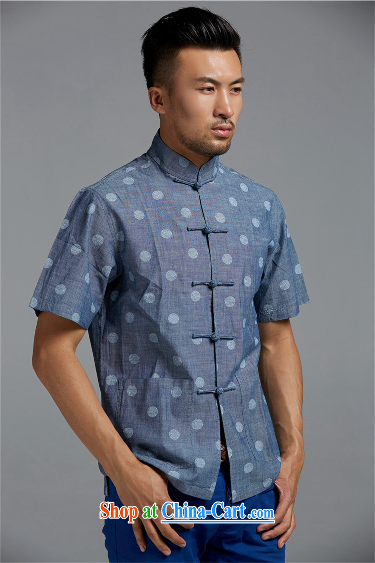 FZOG summer 2015 New Products Pure Cotton Men's Chinese short-sleeved Chinese style Chinese-snap stamp T-shirt blue XXXL pictures, price, brand platters! Elections are good character, the national distribution, so why buy now enjoy more preferential! Health
