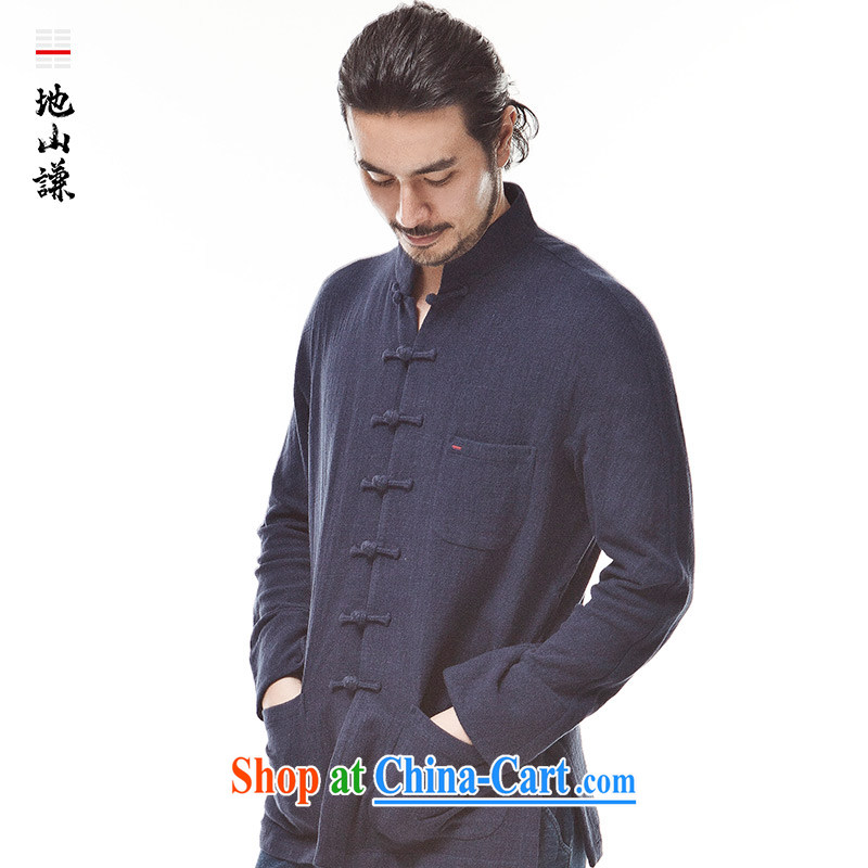 To him, the wind two-sided linen Chinese Chinese Zen men's Long-Sleeve the buckle clothing autumn new dark blue (XXL), mountain-him, and, on-line shopping