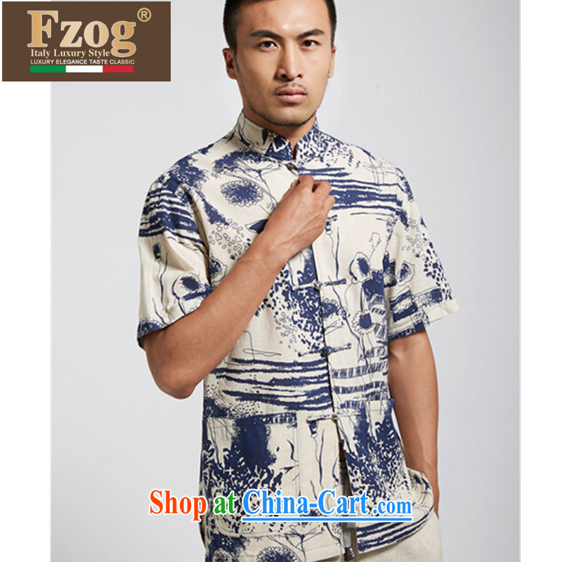 FZOG 2015 men's short summer load in older short-sleeve and collar stamp T-shirt from hot dad in blue XXXL